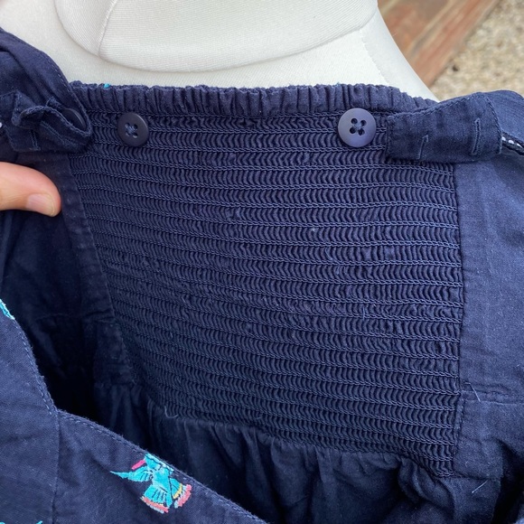 Fat Face 100% Cotton Size 12 Cami Vest Top Shirring Bird Animal Print Navy - Picture 11 of 12